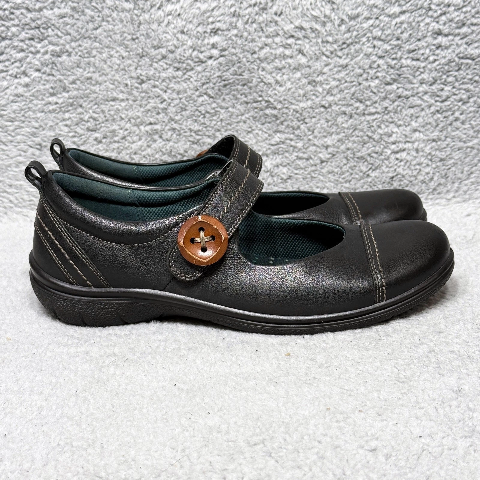 Scarpe da donna Ecco Glebe taglia 40 US 9 9 5 Mary Jane nere in pelle con cappuccio e bottoni