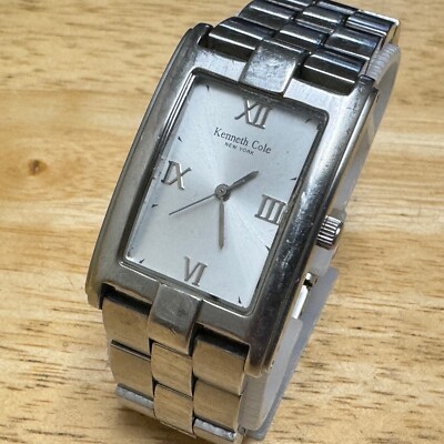 Kenneth Cole Quartz Watch KC3198 Unisex Silver Steel Rectangle