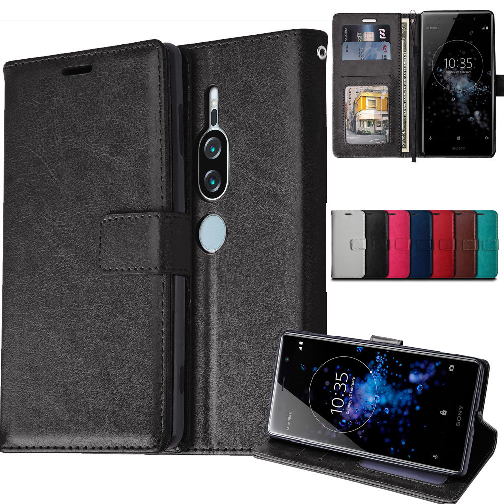 TECHGEAR Flip Slim Leather Wallet Case Cover Stand For Sony Xperia