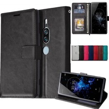 TECHGEAR Flip Slim Leather Wallet Case Cover Stand For Sony Xperia XZ2 Premium