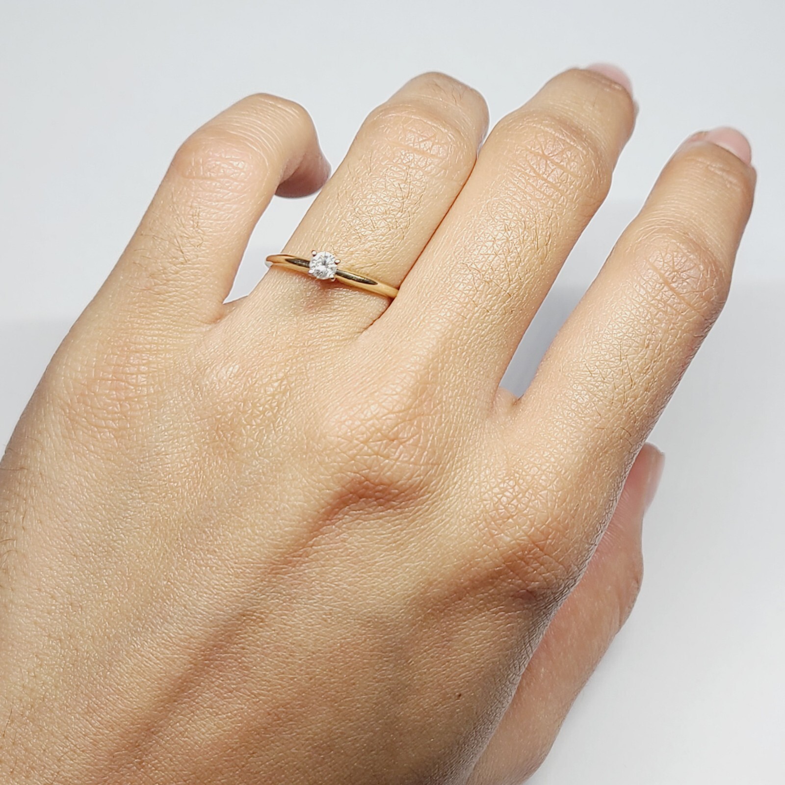 Solid 14K Yellow Gold .15ct Diamond Solitaire Rin… - image 10