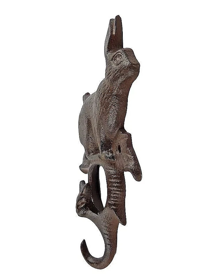Bunny Rabbit Key Holder Cast Iron Hanger Hook Wall Mounted Rustic Antique Brown - Image 2 of 2