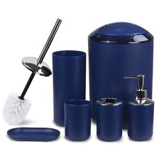 Bathroom Accessories Set 6 Piece, Blue Bath Ensemble for Decorative Countertop