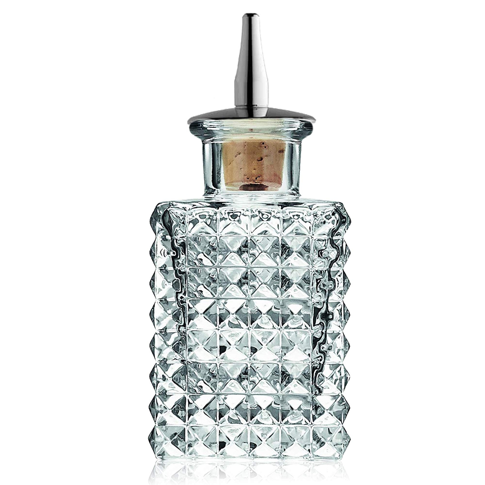 Cocktail Bitters Bottle - Vintage Square Glass Design with Cork and Stainless...