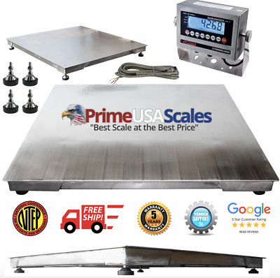 Prime USA NTEP 36'' x 36'' Stainless Steel Washdown Floor Scale 5000 lb Capacity