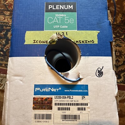 Cat5e Plenum Ethernet LAN Network Cable UTP 350MHz 24AWG Blue 150 