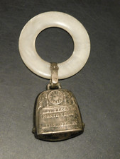 1.7 AntiqueVictorian BLANK Webster Sterling Silver Baby Rattle MOP Teething Ring