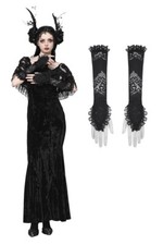 Dark In Love Women Black Gothic Punk Romantic Lace Embroidered Gloves