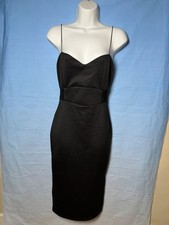 ASOS Black Bodycon Midi Dress Lace Back Strappy Evening Cocktail Dress