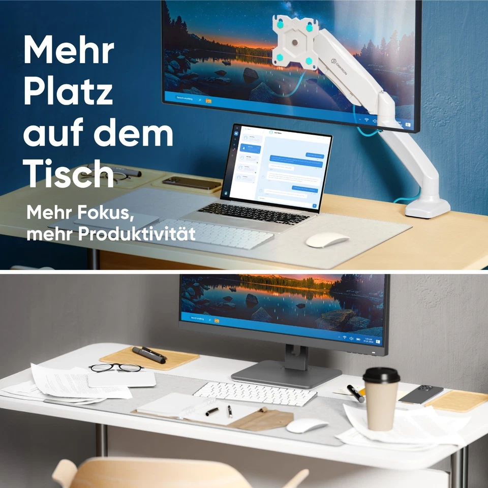 ONKRON Monitor Tischhalterung 13-32", bis 8 kg, Gasdruckfeder, G80-W - Bild 4 von 4