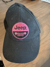 Jeep Pink Embroidered Logo Black Baseball Cap Hat Adjustable Strap One Size