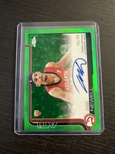 2025-26 Topps Chrome Asa Newell Rookie Auto RC Green Refractor #56/99 Hawks