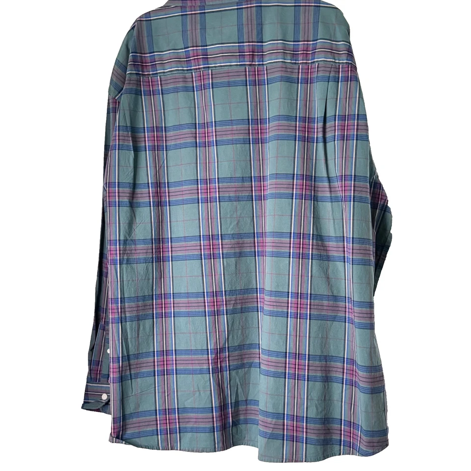 St. John's Bay Mallard verde azulado a cuadros talla 4XL, elástico, clásico, manga larga NUEVO Foto 2 de 4