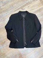 ESCADA Margaretha Ley Vintage 90s Black Virgin Wool Jacket Blazer Zipper EU40