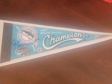 jim eisenreich signed 9 INCH pennant 1997 world series florida marlins miami 97