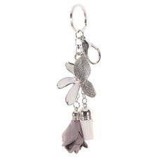  Flower Key Chain for Women - Fabric Tassel Flower & Leaf Keyring - Bohemian Key
