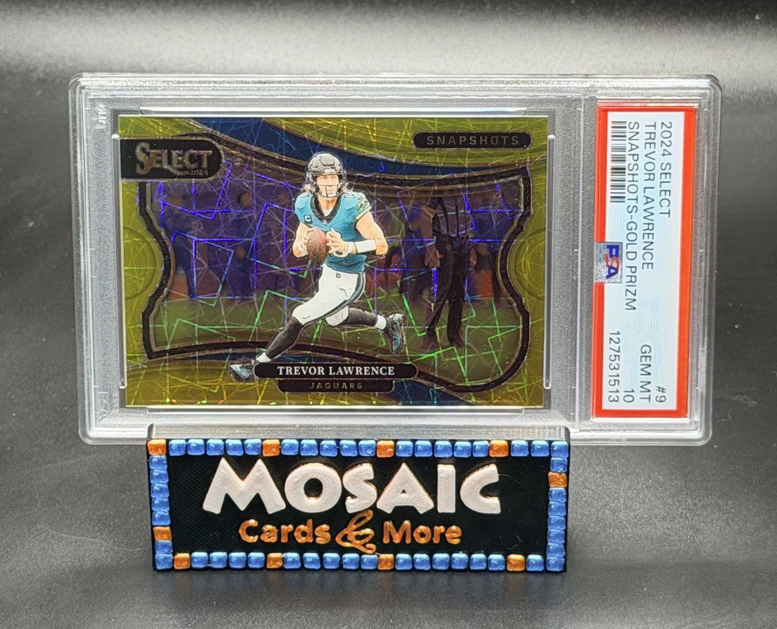 2024 Select #9 Trevor Lawrence Snapshots Gold Prizm SSP /10 PSA 10 GEM MT Jags