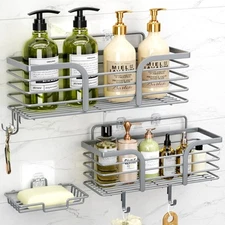 Shower Caddy 3 Pack Adhesive Shelf Organizer Rack Rustproof Stainless Steel