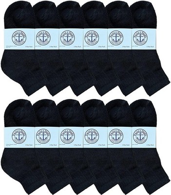 12 Pairs Of Cotton Mid Size Ankle Socks Boys Girls Bulk Value Pack - Multicolor