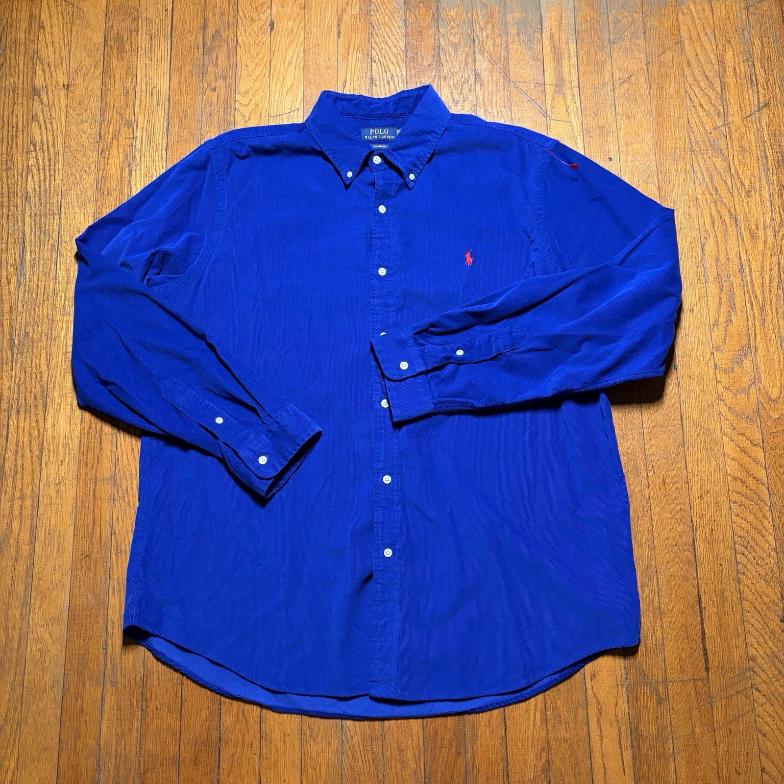 Polo Ralph Lauren Classic Fit Corduroy Button Down Shirt Men Size 2XL Blue
