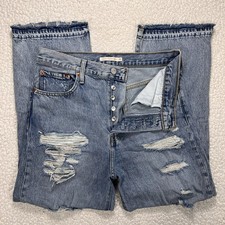 Levi  s Ribcage Straight Ankle Jeans Women  s 31x26 Distressed Grunge Streetwear