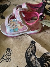 Disney Princess Pink Little Girl Size 8 Glitter Adjustable Beach Summer Sandals