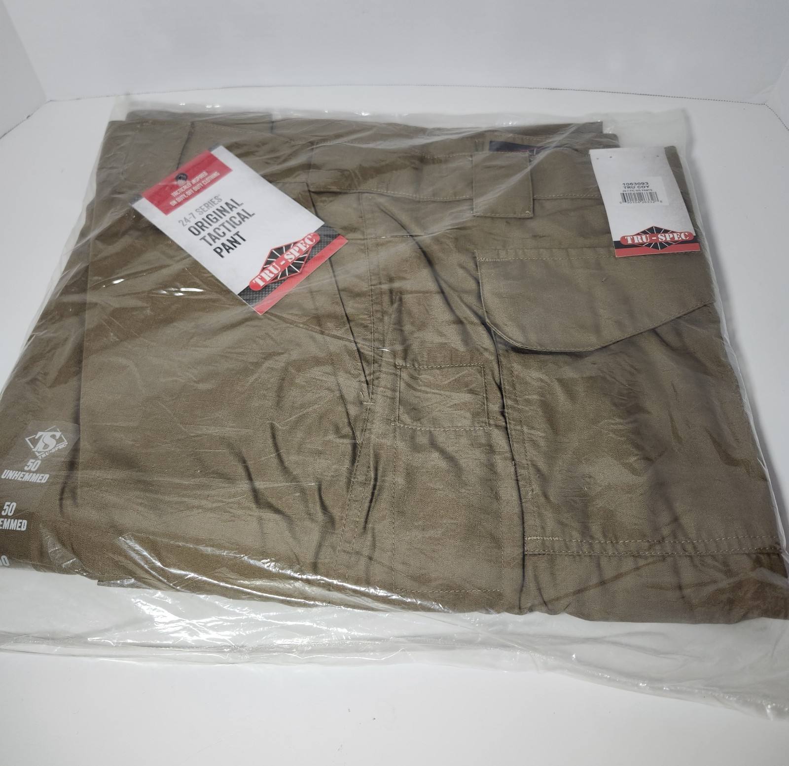 Tru-Spec 24-7 Original Tactical Pants 1063093 Coyote Brown Size 50 Unhemmed NWT