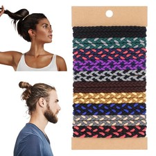 20 Pcs Braided Hair Ties for Men, Nylon Elastic Flat Hair Tie No Damage Creas...