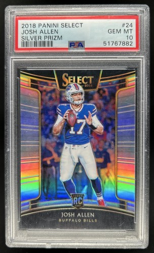 2018 Panini Select Josh Allen Silver Prizm Rookie RC Concourse #24 Bills PSA 10