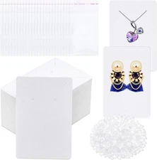 White Earring Packaging Kit - 400 Pcs with Display Cards, Self-Sealing Bags, Ear