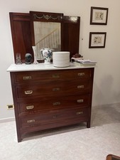 Set di Comò e comodini Anno 1907 In Noce Fatti A Mano