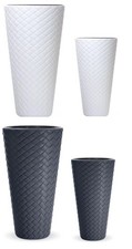 Tall Slim Rattan Effect Planter with Liner Indoor Outdoor Garden Pot 55cm 78cm