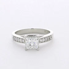 Engagement Ring Under Halo Platinum 1.78 Carat Princess Lab-Grown Diamond D VS1