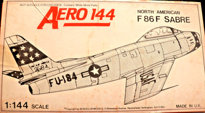 North American F-86 F Sabre Jet USAF  Fighter  Aeroclub  1/144 Kit