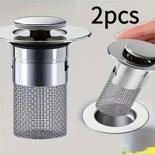 2-Pack Sink Stopper Hair Catcher Bathroom Pop Up Sink Drain Strainer Filter Plug