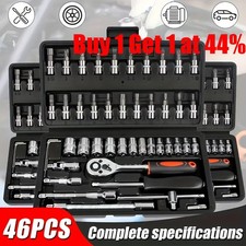 46pcs Metric Socket Set Ratchet Torx Wrench Kit 1/4" Drive Repair Tool with Case