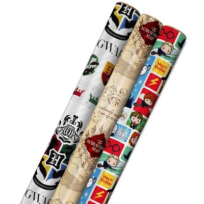 Harry Potter Wrapping Paper with Cut Lines on Reverse (3-Pack: 60 sq. ft. ttl;