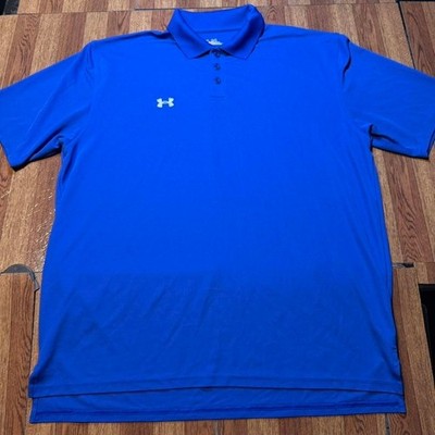Under Armour Blue Heat Tech Retro Sportswear Golf Polo Button Shirt Large