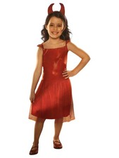 Girls Red Devil Dress  Headband Halloween Costume Large 10-12 