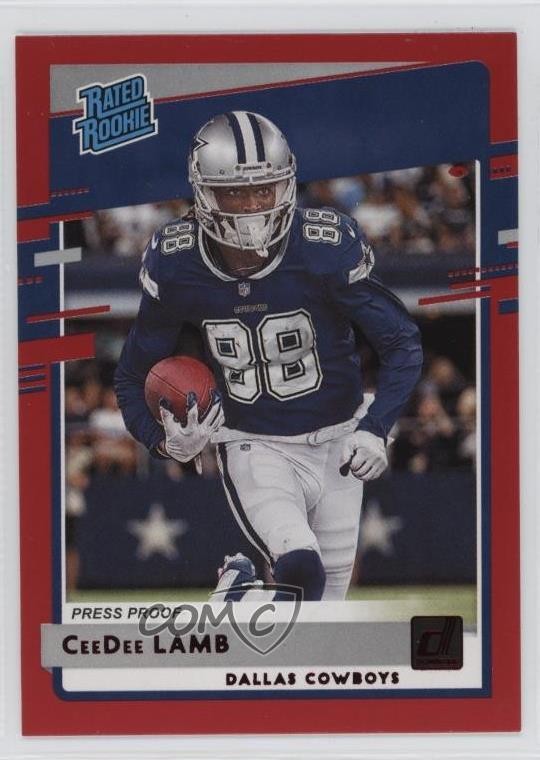 2020 Panini Donruss Rated Rookie Press Proof Red CeeDee Lamb #306 19z7
