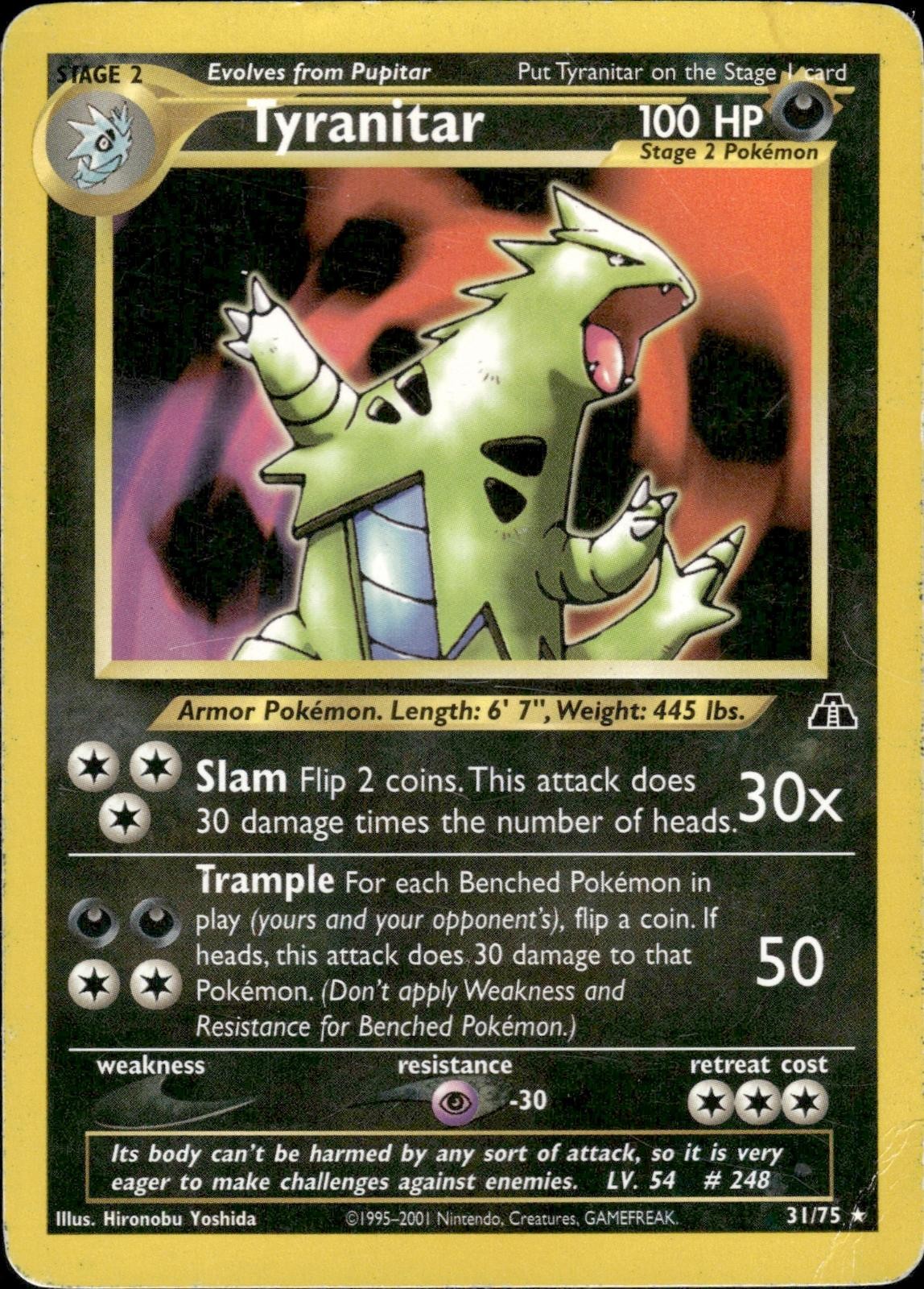 Tyranitar 31/75 Rare Neo Discovery Pokemon Unlimited Heavily Played