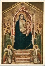 Painting of The Virgin with Child and Angels by Giotto Uffizi, Italy Postcard