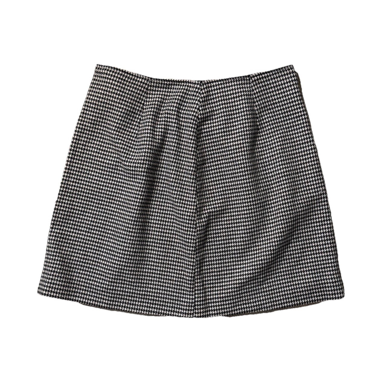 The Limited Size 4 Houndstooth A-Line Mini Skirt Black White Wool Made Italy