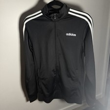 Adidas Black  White 3 Stripes Track Jacket Women  s Small Full Zip Pockets