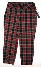NEW Jones New York Black Red Tartan Plaid Pull-On Slim Leg Pants Plus Sz 1X NWT