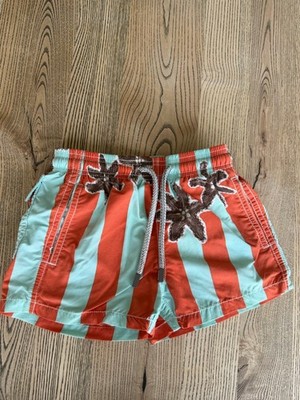 Vilebrequin Jungen Badeshorts Alter 2 Palmen Streifen Print Designer Bademode