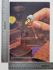 De Beers Diamond Vintage Jewelry Magazine Ephemera Print Ad Anniversary Ring