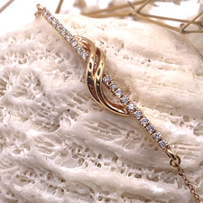 18K Gold Diamond Bracelet Solid Rose Gold 0.17cts Natural Diamonds UK Hallmarked