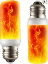 2-Pack LED Flame Light Bulbs,4 Flickering Modes with Gravity Sensor,E26/E27 Base