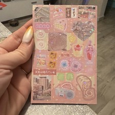 Planche Autocollants Holographiques Kawaii Desserts Japonais 12x8cm A-05